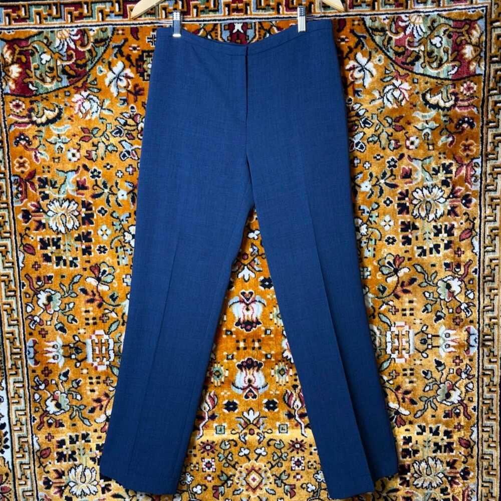 Elie Tahari Navy Tailored Slim Career Trousers Size 6 Quiet Luxury Office Pants